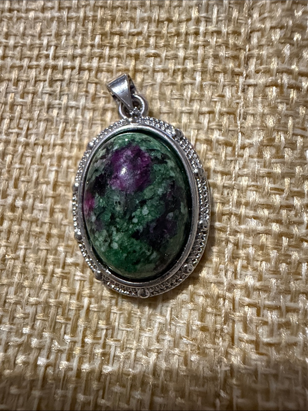 Silver Oval Green and Purple Gemstone Pendant - Women Jewelry